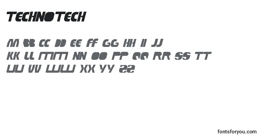 characters of technotech font, letter of technotech font, alphabet of  technotech font