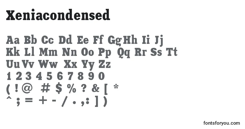 characters of xeniacondensed font, letter of xeniacondensed font, alphabet of  xeniacondensed font