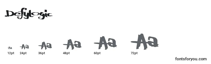 sizes of defylogic font, defylogic sizes