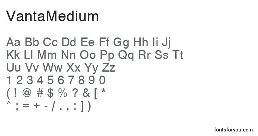 characters of vantamedium font, letter of vantamedium font, alphabet of  vantamedium font