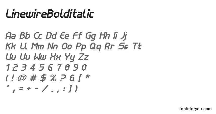 characters of linewirebolditalic font, letter of linewirebolditalic font, alphabet of  linewirebolditalic font