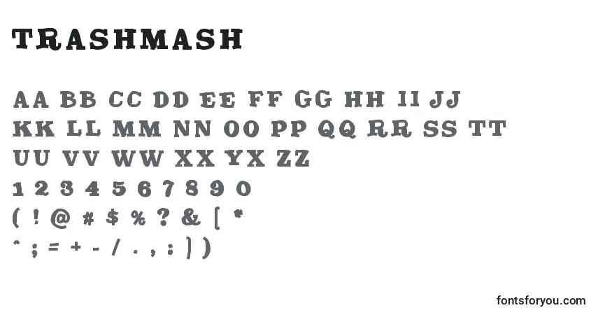 characters of trashmash font, letter of trashmash font, alphabet of  trashmash font