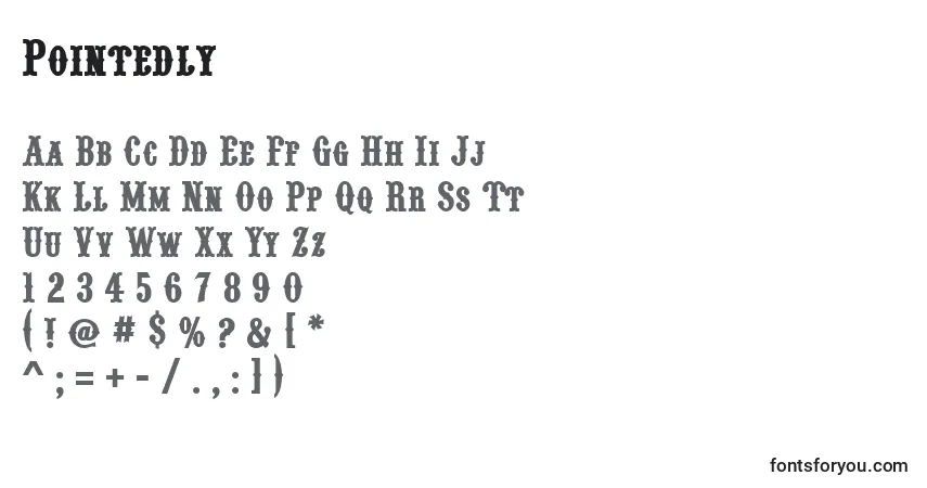 characters of pointedly font, letter of pointedly font, alphabet of  pointedly font