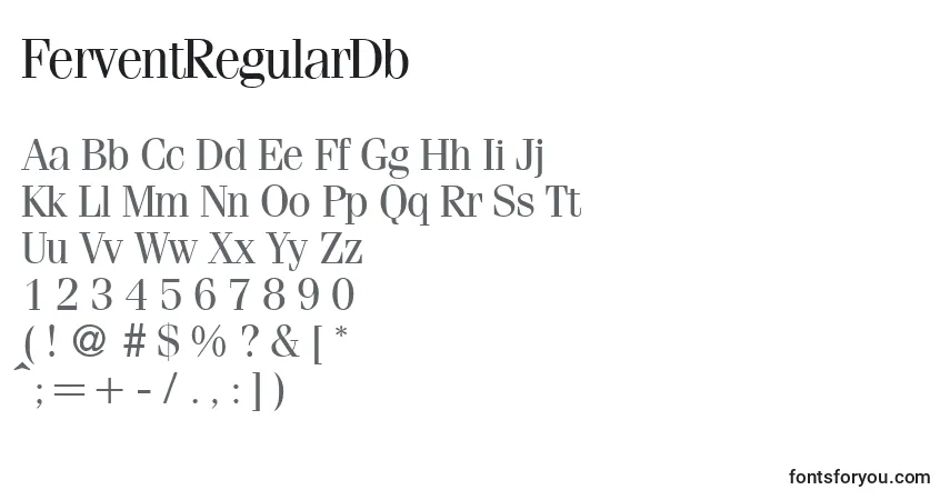 characters of ferventregulardb font, letter of ferventregulardb font, alphabet of  ferventregulardb font