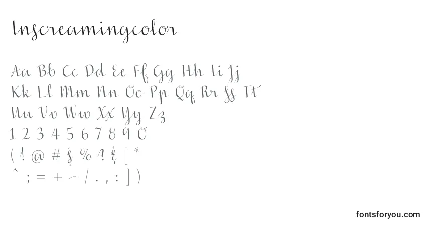 characters of inscreamingcolor font, letter of inscreamingcolor font, alphabet of  inscreamingcolor font