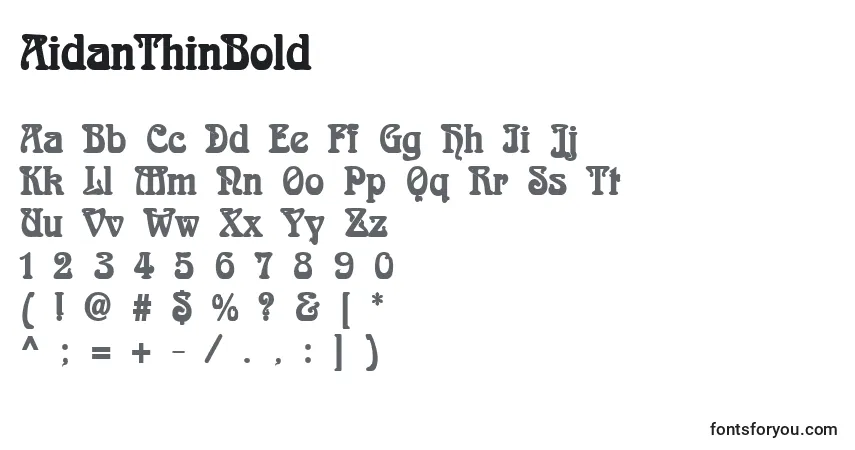 characters of aidanthinbold font, letter of aidanthinbold font, alphabet of  aidanthinbold font