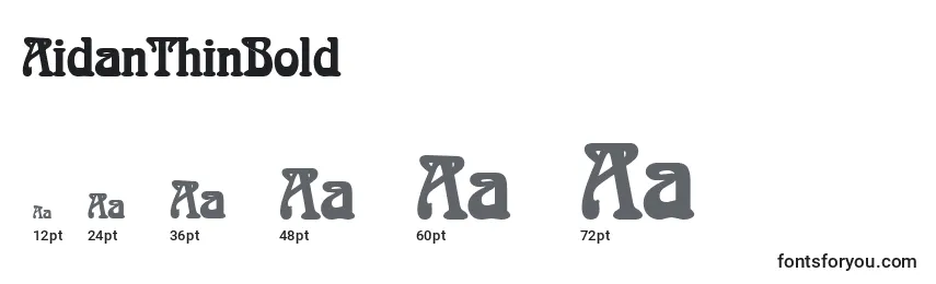 sizes of aidanthinbold font, aidanthinbold sizes