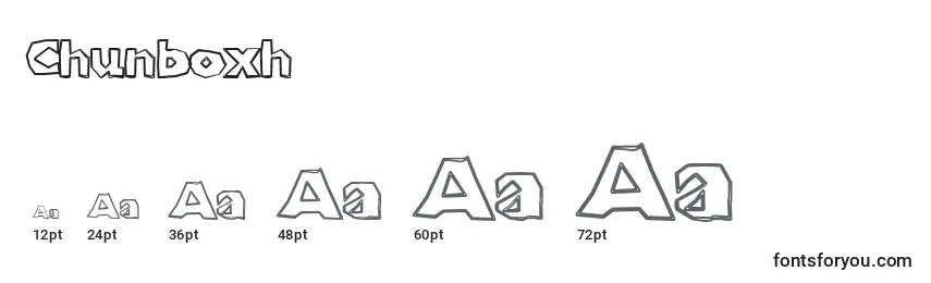 sizes of chunboxh font, chunboxh sizes