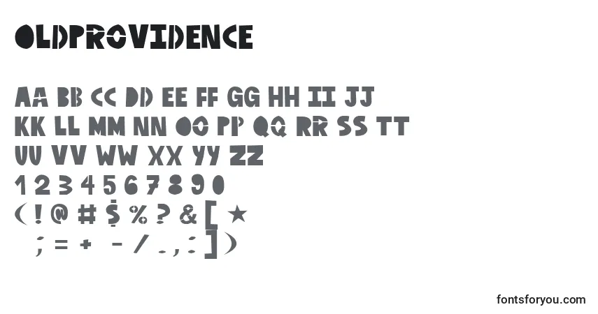 characters of oldprovidence font, letter of oldprovidence font, alphabet of  oldprovidence font