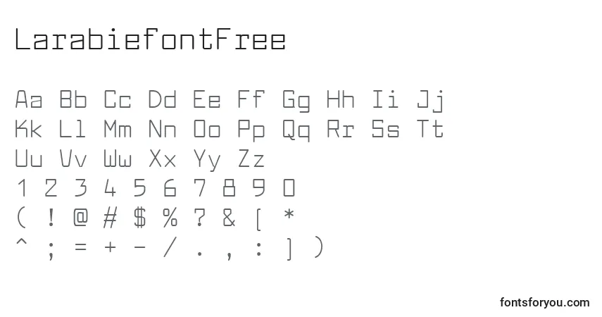 characters of larabiefontfree font, letter of larabiefontfree font, alphabet of  larabiefontfree font