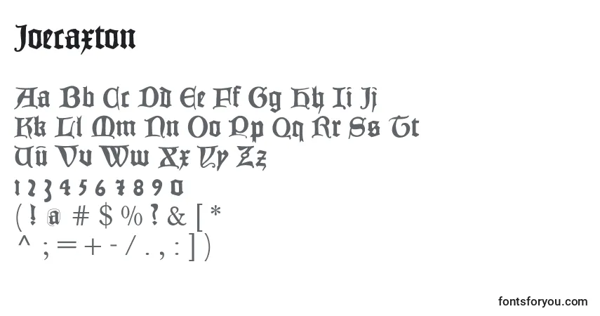 characters of joecaxton font, letter of joecaxton font, alphabet of  joecaxton font