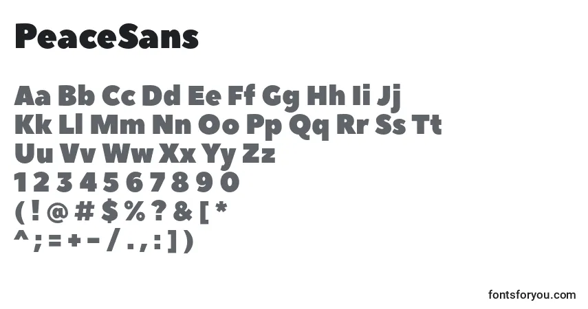 characters of peacesans font, letter of peacesans font, alphabet of  peacesans font