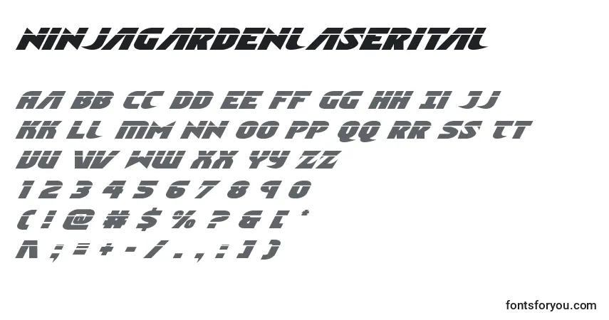 characters of ninjagardenlaserital font, letter of ninjagardenlaserital font, alphabet of  ninjagardenlaserital font
