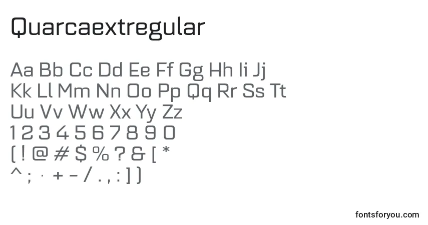 characters of quarcaextregular font, letter of quarcaextregular font, alphabet of  quarcaextregular font