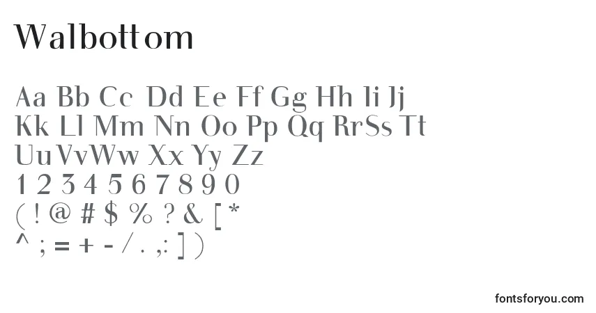 characters of walbottom font, letter of walbottom font, alphabet of  walbottom font