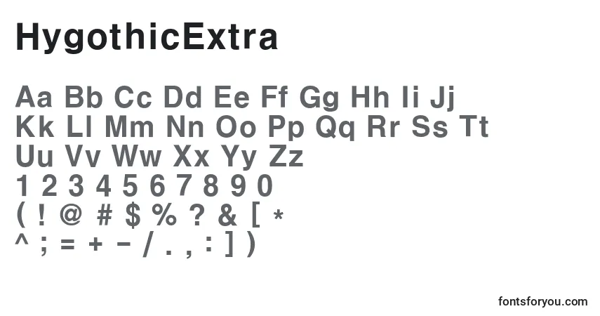 characters of hygothicextra font, letter of hygothicextra font, alphabet of  hygothicextra font