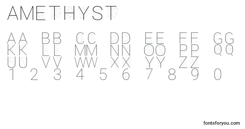 characters of amethyst font, letter of amethyst font, alphabet of  amethyst font