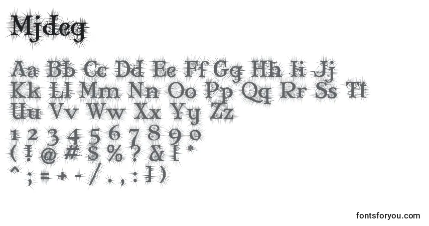 characters of mjdeg font, letter of mjdeg font, alphabet of  mjdeg font