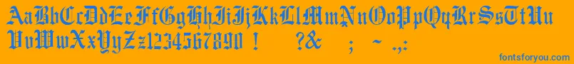 フォントJmhWulfilaNew – オレンジの背景に青い文字