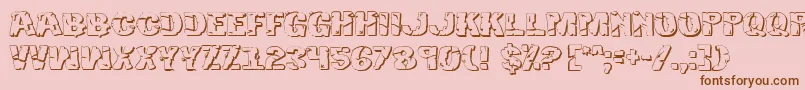 Hulk3D2-Schriftart – Braune Schriften auf rosa Hintergrund
