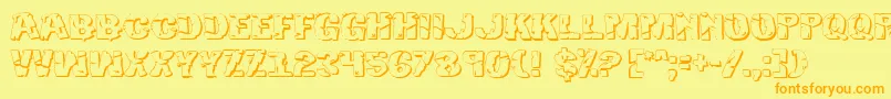 Hulk3D2-Schriftart – Orangefarbene Schriften auf gelbem Hintergrund