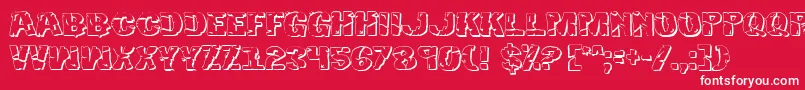 Hulk3D2-Schriftart – Weiße Schriften auf rotem Hintergrund