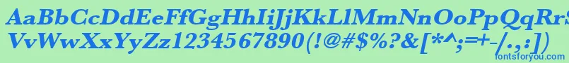 UrwbaskertextbolwidOblique Font – Blue Fonts on Green Background