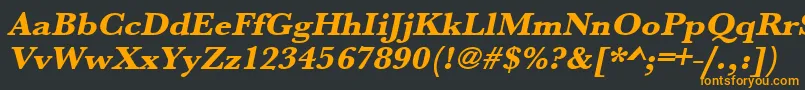 フォントUrwbaskertextbolwidOblique – 黒い背景にオレンジの文字