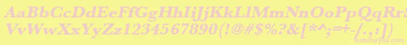 UrwbaskertextbolwidOblique Font – Pink Fonts on Yellow Background