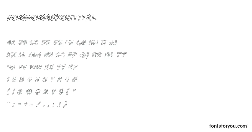 characters of dominomaskoutital font, letter of dominomaskoutital font, alphabet of  dominomaskoutital font