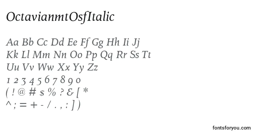 characters of octavianmtosfitalic font, letter of octavianmtosfitalic font, alphabet of  octavianmtosfitalic font