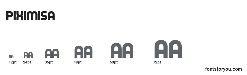 sizes of piximisa font, piximisa sizes