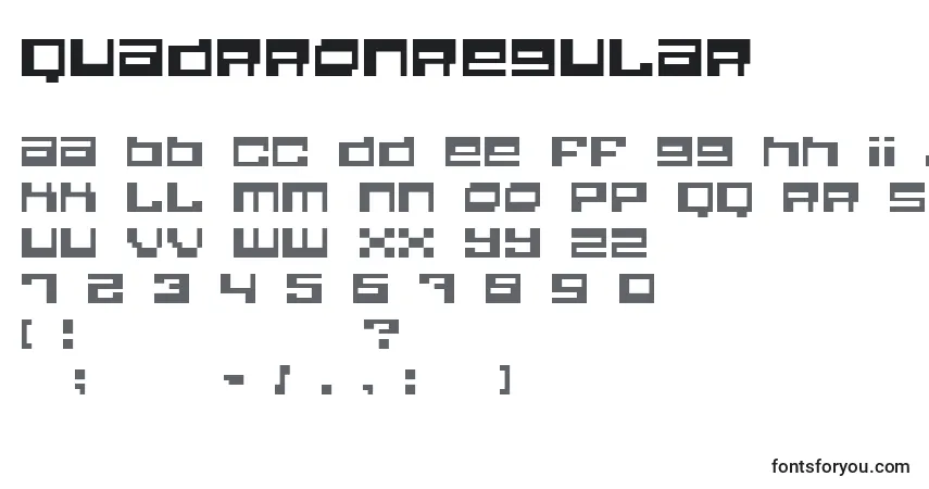 characters of quadrronregular font, letter of quadrronregular font, alphabet of  quadrronregular font