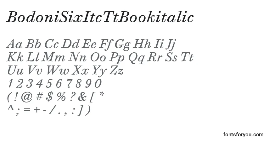 characters of bodonisixitcttbookitalic font, letter of bodonisixitcttbookitalic font, alphabet of  bodonisixitcttbookitalic font