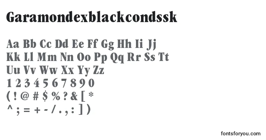 characters of garamondexblackcondssk font, letter of garamondexblackcondssk font, alphabet of  garamondexblackcondssk font