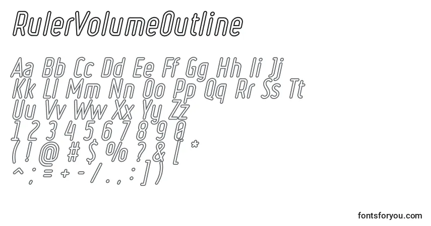 characters of rulervolumeoutline font, letter of rulervolumeoutline font, alphabet of  rulervolumeoutline font