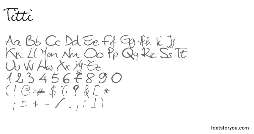 characters of titti font, letter of titti font, alphabet of  titti font