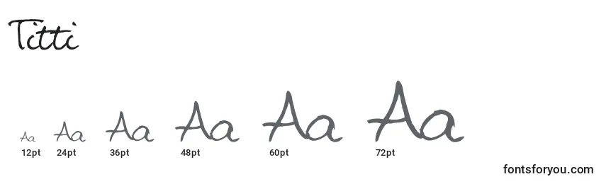 sizes of titti font, titti sizes