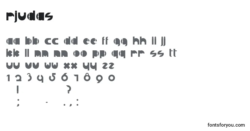 characters of rjudas font, letter of rjudas font, alphabet of  rjudas font