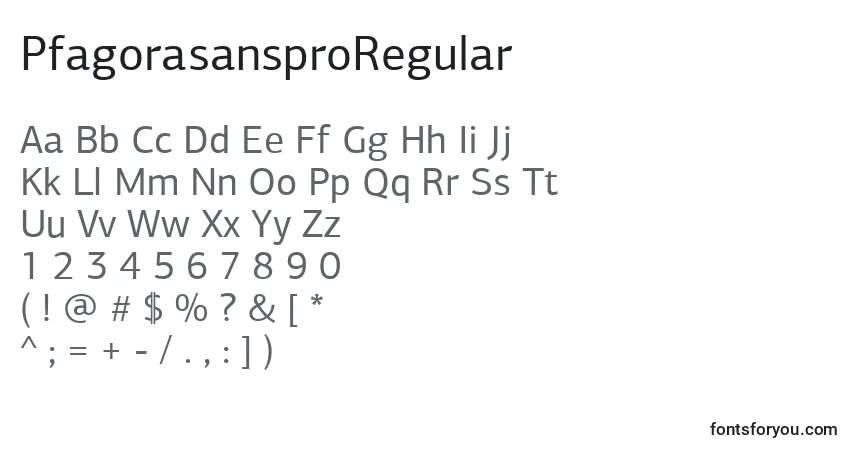 characters of pfagorasansproregular font, letter of pfagorasansproregular font, alphabet of  pfagorasansproregular font