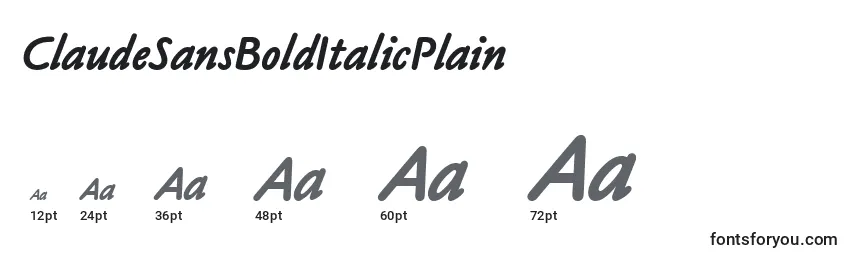 sizes of claudesansbolditalicplain font, claudesansbolditalicplain sizes