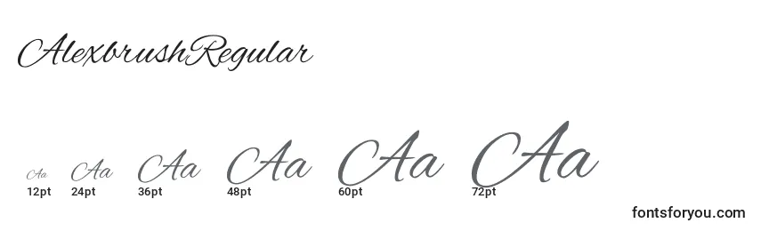 sizes of alexbrushregular font, alexbrushregular sizes