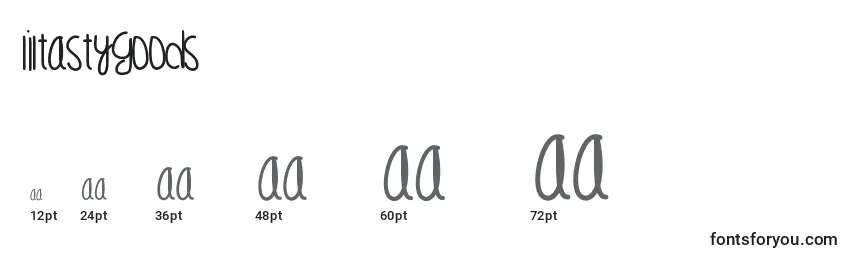 sizes of liltastygoods font, liltastygoods sizes