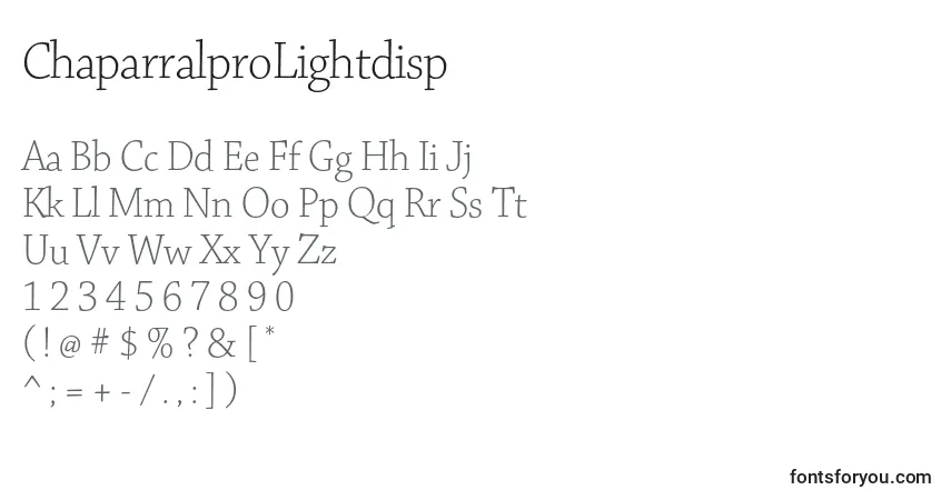 characters of chaparralprolightdisp font, letter of chaparralprolightdisp font, alphabet of  chaparralprolightdisp font