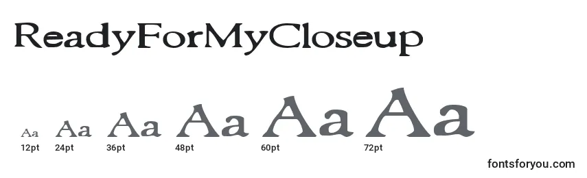 sizes of readyformycloseup font, readyformycloseup sizes