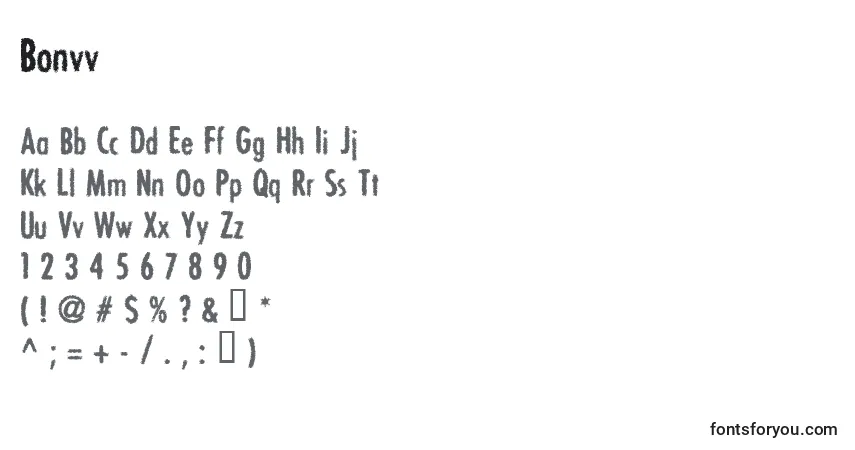 characters of bonvv font, letter of bonvv font, alphabet of  bonvv font