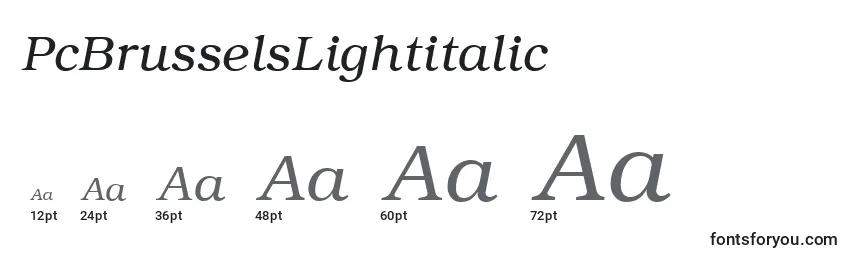 sizes of pcbrusselslightitalic font, pcbrusselslightitalic sizes