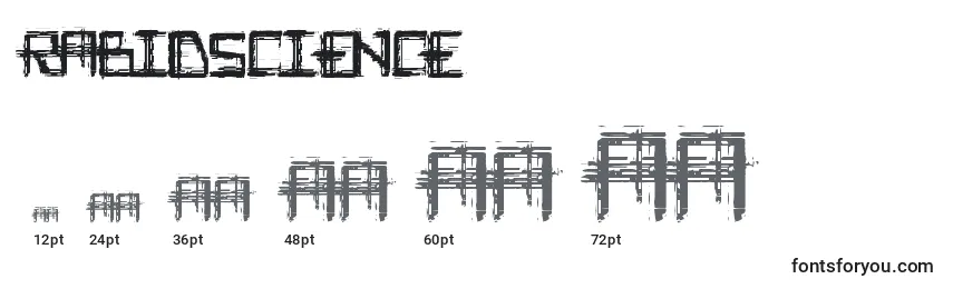 sizes of rabidscience font, rabidscience sizes