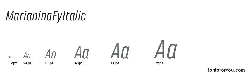 sizes of marianinafyitalic font, marianinafyitalic sizes