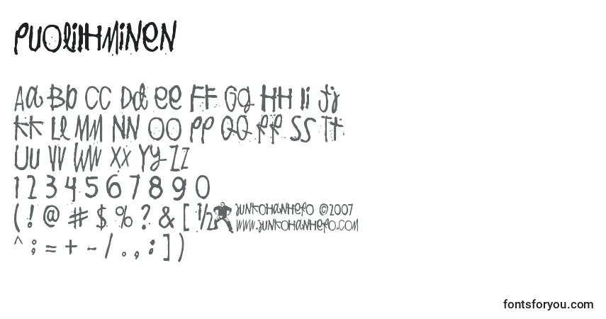 characters of puoliihminen font, letter of puoliihminen font, alphabet of  puoliihminen font